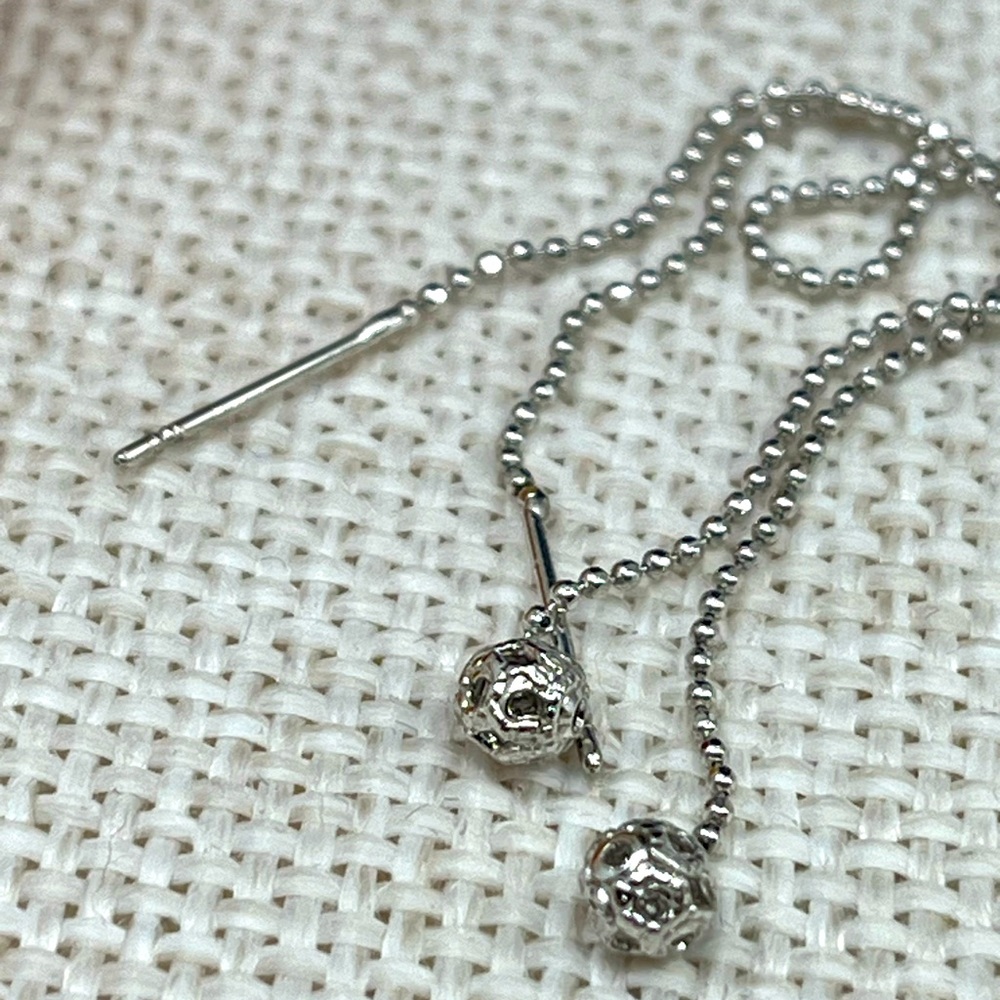 Vintage Platinum-Plated Threader Earrings Lightweight Dangle